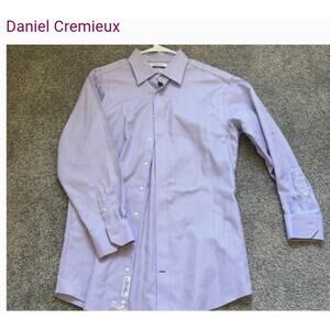 Cremieux Lavender Swiss Dot Button Up Pocket Dress Shirt Pima Cotton Men 16.5/35